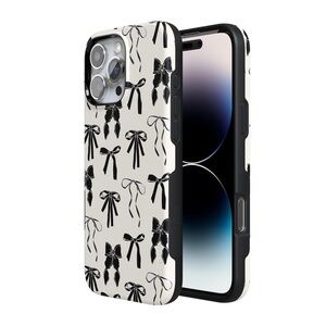 iPhone 15 pro max Black and White Bow Pattern Phone Case